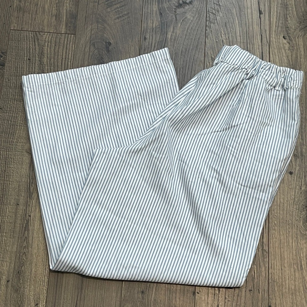 Nine West Jeans Penelope Wide Leg Striped Pants Blue White Size 8 NWJ1281-WHC